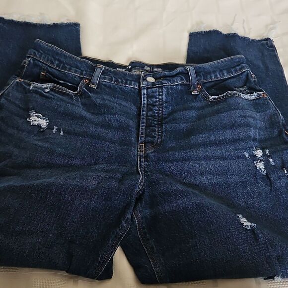 Dark Blue Distressed High-Rise Women's Jeans - Picture 14 of 16